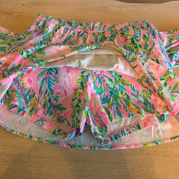 Lilly Pulitzer Pink Tropical Palm Long Sleeve Skirted Romper Dress Small - Picture 6 of 7